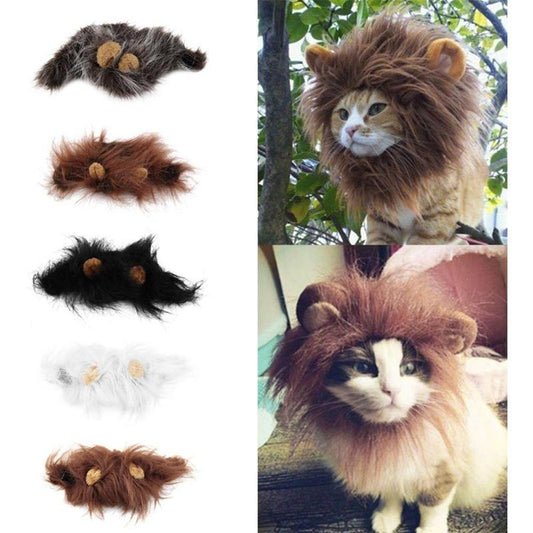 Funny Pet Hat Emulation Lion Hair Mane Ears Head Cap
