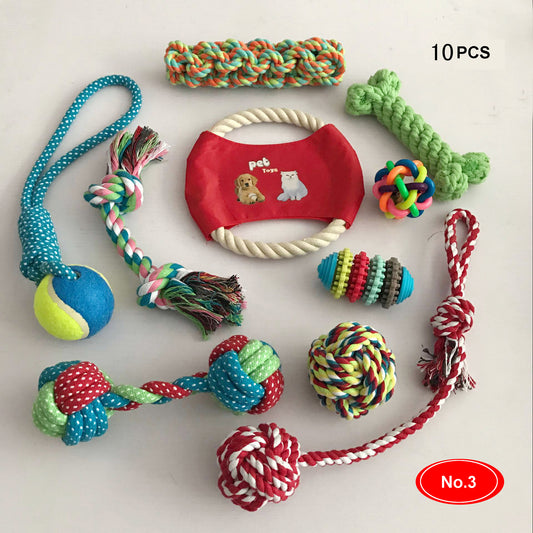 Pet cotton rope nibble toy set