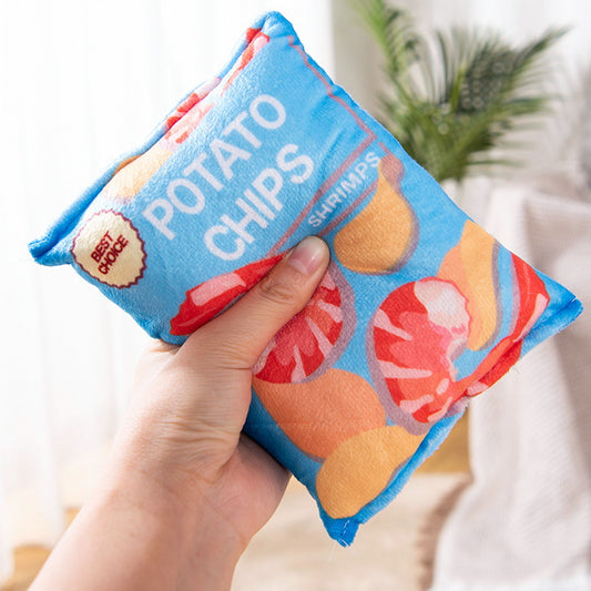soft toy in the shape of a snack bag
