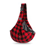 Pet Supplies Red And Black Plaid Shoulder Strap Adjustable Buckle Single-shoulder Bag
