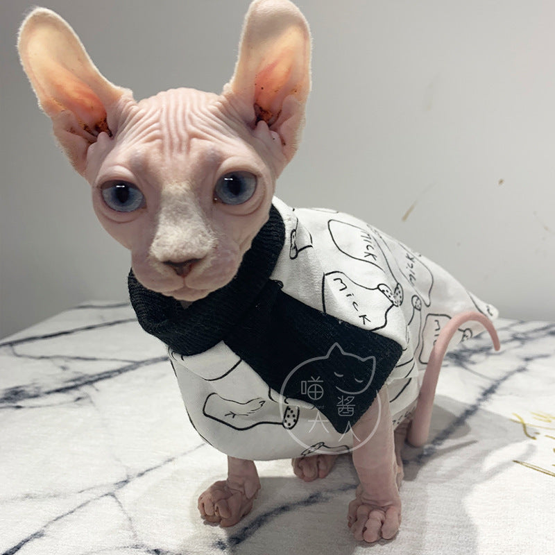 High-neck T-shirt cat clothes