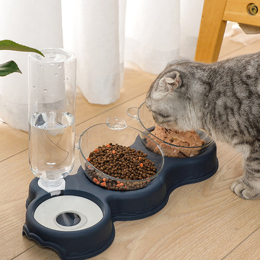 Cat Double Bowl with Refill Dispenser