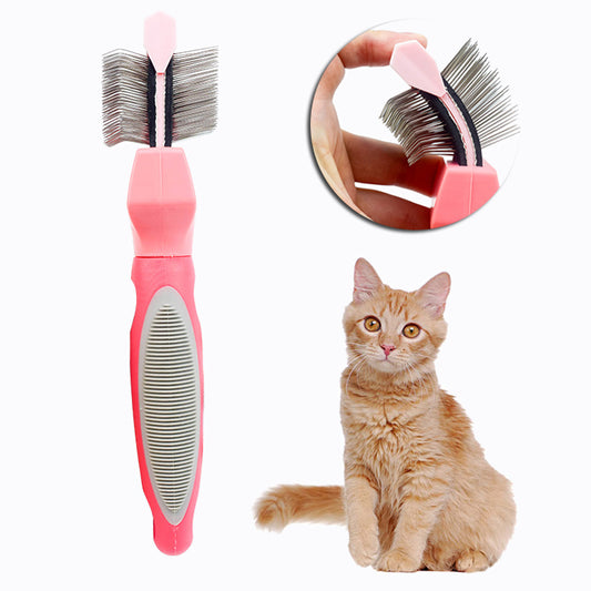 Long-Double Sided Pet Self Cleaning Hair Brush
