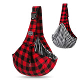 Pet Supplies Red And Black Plaid Shoulder Strap Adjustable Buckle Single-shoulder Bag