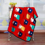 Flannel Coral Fleece Printed Air Conditioning Pet Blanket